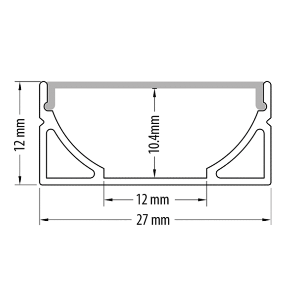Profilo per strisce led largo in alluminio (2 Metri)
